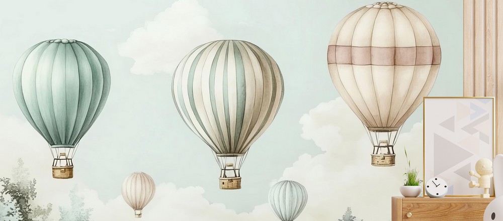 Carta da parati mongolfiere dai colori morbidi - Nanni Giancarlo